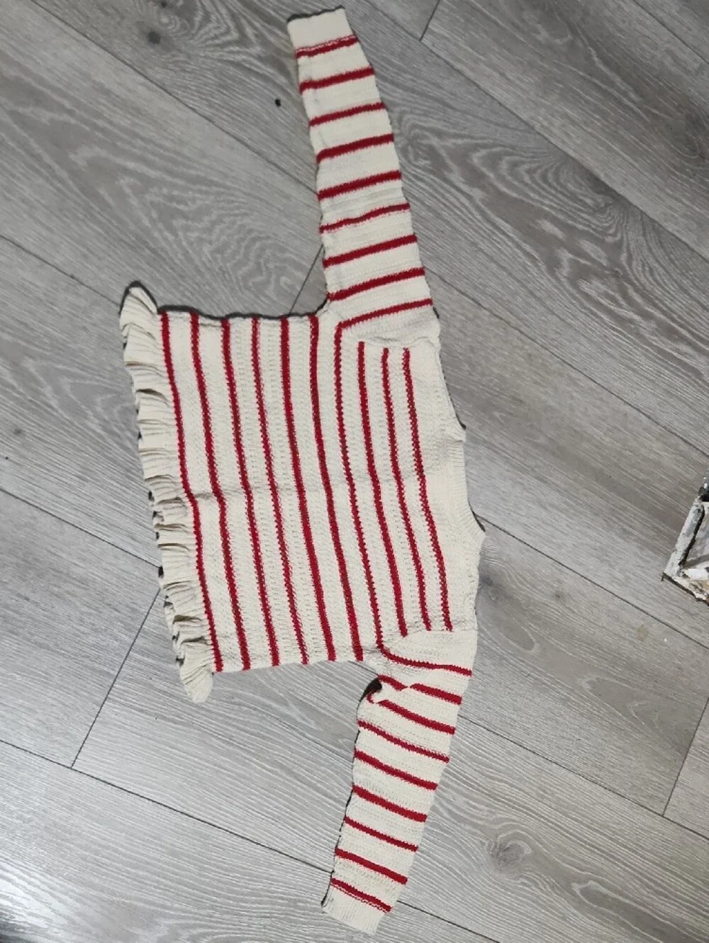 ​Jessica Simpson Toddler Girls Knit Sweater Shorts Set Red Cream Stripe 4T